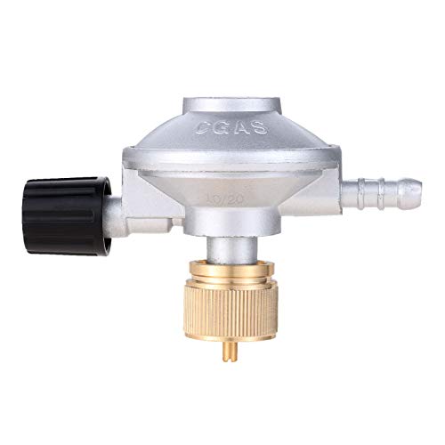 gohantee Propane Low Pressure Regulator Ajustable Flow with 8mm Barb Hose Connection Connect 1LB Disposal Bottle Valve for Camping Stove