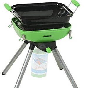 Flame King YSNVT-301 Multi-Function Portable Propane BBQ Grill Camp Stove, 8000 BTU 9.5 x 12 Inch Cooking Surface, Light Green/Black