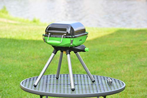 Flame King YSNVT-301 Multi-Function Portable Propane BBQ Grill Camp Stove, 8000 BTU 9.5 x 12 Inch Cooking Surface, Light Green/Black