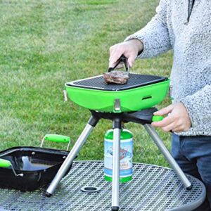 Flame King YSNVT-301 Multi-Function Portable Propane BBQ Grill Camp Stove, 8000 BTU 9.5 x 12 Inch Cooking Surface, Light Green/Black