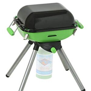 Flame King YSNVT-301 Multi-Function Portable Propane BBQ Grill Camp Stove, 8000 BTU 9.5 x 12 Inch Cooking Surface, Light Green/Black