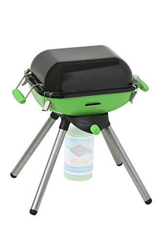 Flame King YSNVT-301 Multi-Function Portable Propane BBQ Grill Camp Stove, 8000 BTU 9.5 x 12 Inch Cooking Surface, Light Green/Black