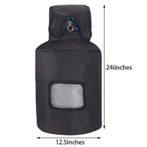 20lb Propane Tank Cover ,Ventilated Propane Gas Can Protection Covers, Heavy Duty RV Propane Tank Cover, Propane Bottle Storage Bag, Waterproof & Weather Resistant, Black, 12.5 x 12.5 x 24 inches