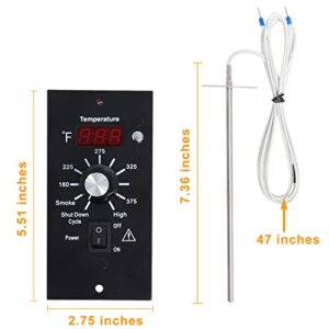 Digital Thermostat Kit Compatible with Traeger Pellet Grills BAC200 BAC236 BAC283 BAC388 BAC389 BAC382 Replacement Parts with LED Display Temperature Control Panel & 7" RTD Temperature Sensor Probe