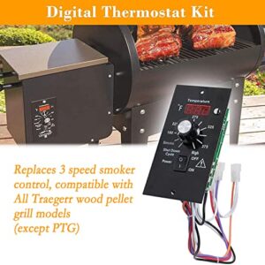 Digital Thermostat Kit Compatible with Traeger Pellet Grills BAC200 BAC236 BAC283 BAC388 BAC389 BAC382 Replacement Parts with LED Display Temperature Control Panel & 7" RTD Temperature Sensor Probe