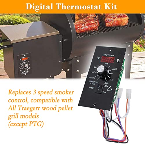 Digital Thermostat Kit Compatible with Traeger Pellet Grills BAC200 BAC236 BAC283 BAC388 BAC389 BAC382 Replacement Parts with LED Display Temperature Control Panel & 7" RTD Temperature Sensor Probe
