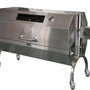 Charotis Charcoal Spit Roaster, 50W Motor, 100% Stainless Steel BBQ rotisserie for Whole Pig, Lamb, Goat - Model SSH1 -DX