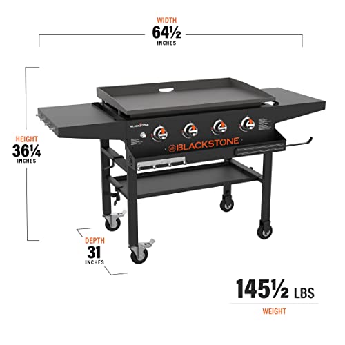 Blackstone 1984 Original 36 Inch Front Shelf, Side Shelf & Magnetic Strip Heavy Duty Flat Top Griddle Grill Station for Kitchen, Camping, Outdoor, Tailgating, Black