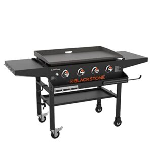 blackstone 1984 original 36 inch front shelf, side shelf & magnetic strip heavy duty flat top griddle grill station for kitchen, camping, outdoor, tailgating, black