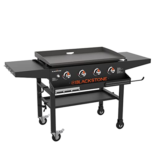 Blackstone 1984 Original 36 Inch Front Shelf, Side Shelf & Magnetic Strip Heavy Duty Flat Top Griddle Grill Station for Kitchen, Camping, Outdoor, Tailgating, Black