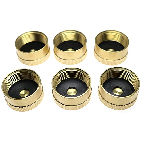 BLLNDX Propane Bottle Cap 6PCS 1 LB Solid Brass Refill Caps Tank Cylinder Sealed Cap for All 1 LB Gas Tank Cylinder Protect Cap