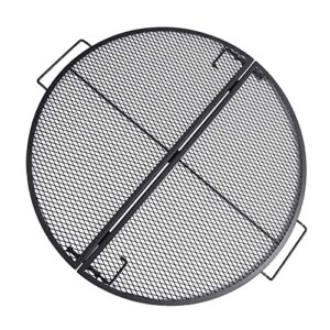 lineslife x-marks fire pit cooking grill grates portable, heavy duty folding round campfire grill grate with handles for outdoor bbq cooking, black 30 inch