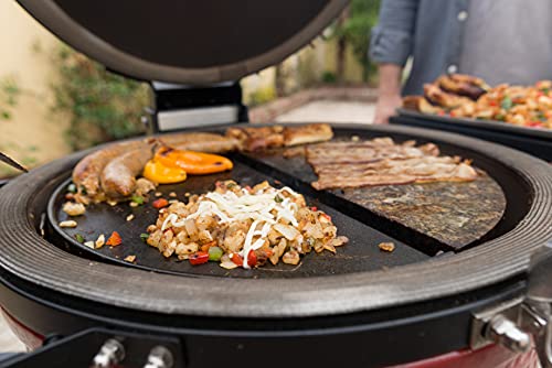 Kamado Joe KJ-HCIGRIDDLE Half Moon Cast Iron Reversible Grill Griddle for Classic Joe, Black