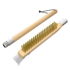 Pizza Stone Brush, G.a HOMEFAVOR Pizza Oven Brush with Scraper, 25" Long Pizza Stone Cleaning Brush, Pizza Oven Tools and Accessories