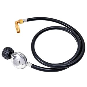 KTUOPEE 6 Feet Low Pressure Propane Adapter Hose with Regulator for Blackstone 17" and 22" Tabletop Flat Top Griddle, QCC1 Universal Grill Regulator Replacement Parts with Solid Brass Elbow Adaptor