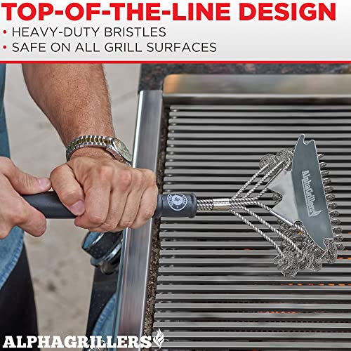 Grill Brush for Outdoor Grill Bristle Free - Heavy Duty 18" Grill Cleaner Brush Bristle Free & Grill Scraper - Stainless Steel Grill Accessories Tools - Extra Wide BBQ Brush for Grill Cleaning