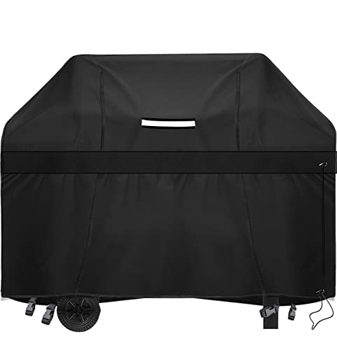 Grill Cover, BBQ Cover 58 inch, Waterproof BBQ Grill Cover,UV Resistant Barbecue Gas Grill Cover,Durable, Rip Resistant, Barbecue Grill Covers for Grills of Weber Char-Broil,Brinkmann (Black)