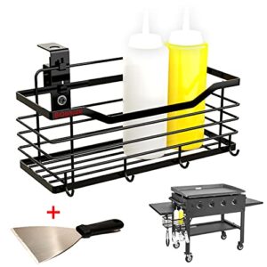 qanuze removable griddle & bbq caddy organizer – for all blackstone 17”/22”/28” & 36” griddles – space saving storage for grilling tools & accessories - comes with food scraper