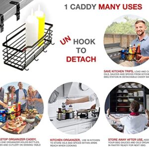 Qanuze Removable Griddle & BBQ Caddy Organizer – For All Blackstone 17”/22”/28” & 36” Griddles – Space Saving Storage for Grilling Tools & Accessories - Comes with Food Scraper