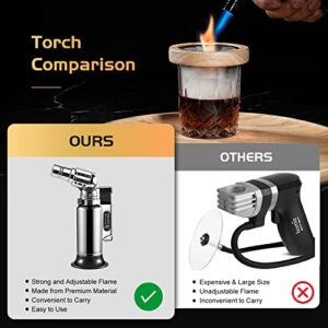 OWAYIDA Cocktail Smoker Kit with Torch, Whiskey Smoker Kit, Old Fashioned Cocktail Kit, 4 Flavors Wood Chips, Bourbon Whiskey Gifts for Men, Dad and Husband - Great Fathers Day Gifts (Without Butane)