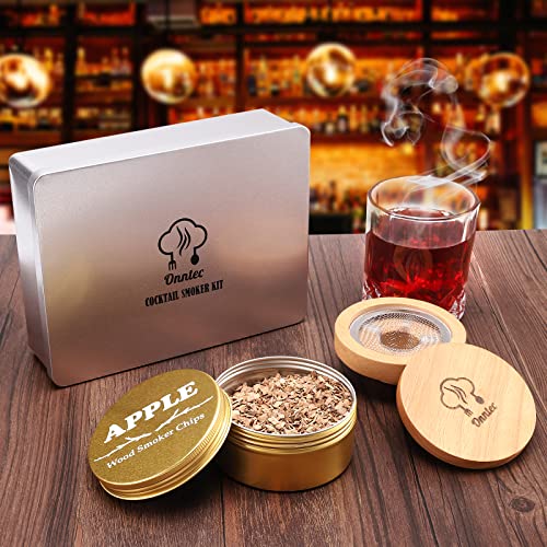 Onntec Smoked Cocktail Kit with Apple Wood Chips,Old Fashioned Chimney Drink Smoker for Whiskey,Wine,Bourbon