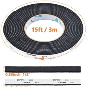 BAIPOK 1/2" x 1/8" High Temp Nomex BBQ Gasket Smoker Seal Self Stick Grill Tape 15 ft High Heat Smoker Gasket for Better Temp Control, Will Not Melt