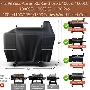 QuliMetal Grill Cover for Pit Boss Austin XL/Rancher XL 1000S, 1000SC, 1000SQ, 1000SC2, 1100 Pro, 1000/1100/1150/1500 Series, Z Grill 1000 Series Wood Pellet Grills, Heavy Duty, 600D, Black