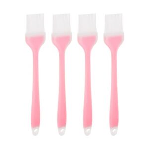 harfington 4pcs silicone pastry brush, 1.38"x8.27" heat-resistant basting oil butter sauce tool for barbecue cooking baking, pink