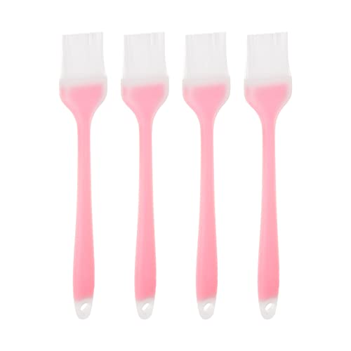 HARFINGTON 4pcs Silicone Pastry Brush, 1.38"x8.27" Heat-Resistant Basting Oil Butter Sauce Tool for Barbecue Cooking Baking, Pink