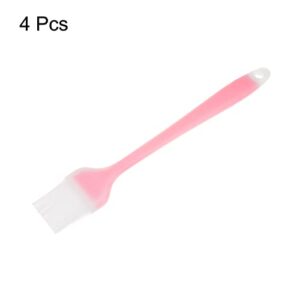 HARFINGTON 4pcs Silicone Pastry Brush, 1.38"x8.27" Heat-Resistant Basting Oil Butter Sauce Tool for Barbecue Cooking Baking, Pink