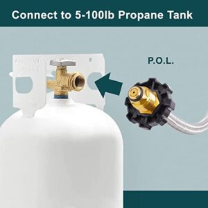 GASPRO 1lb to 20lb Adapter, 1lb Propane Adapter for Disposable Throwaway Cylinder, and 5 Feet Propane Hose Adapter 1lb to 20lb, Fit for Mr. Heater Buddy Heater, Propane Torch, etc