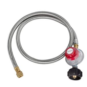 gassaf 5 feet stainless steel braided 20 psi adjustable propane regulator hose with qcc-1/type,gas grill lp regulator for burner, turkey fryer, forge, smoker and more
