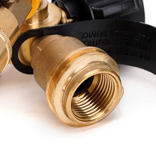 Stanbroil Propane Brass Tee with with 4 Ports, a Male Type 1 and a QCC1 Connection, a Quick-Disconnect and a Disposable Cylinder Port for Motorhome Tank RV Camping