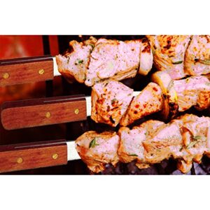 23-Inch Heavy Duty 1-Inch Wide BBQ Barbecue Shish Kabob Skewers Wooden Handles Stainless Steel (12)