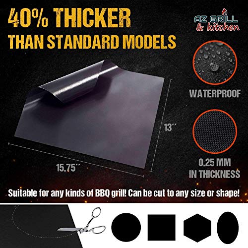 Grill mat Set of 3 - Non Stick BBQ Grill Sheets Reusable - Grill Pads Nonstick - Baking Grilling Mats compatible with Charcoal Gas Weber Charbroil Traeger Grills - Outdoor Barbecue Accessories Black