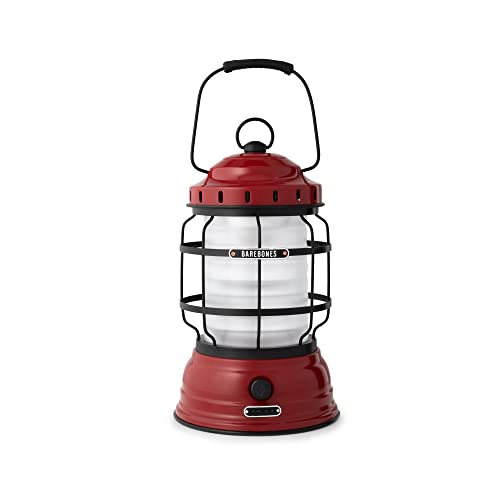 Barebones Bronze Forest Lantern - Vintage, Rechargeable, Adjustable Brightness (Red)