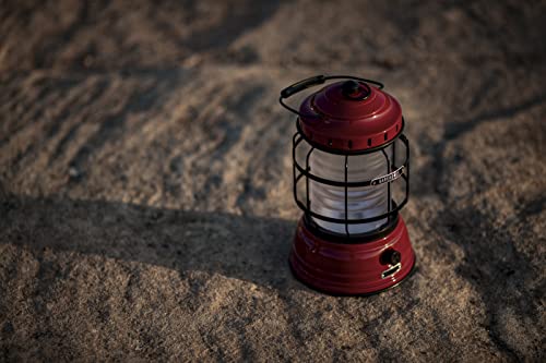 Barebones Bronze Forest Lantern - Vintage, Rechargeable, Adjustable Brightness (Red)