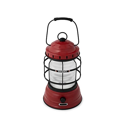 Barebones Bronze Forest Lantern - Vintage, Rechargeable, Adjustable Brightness (Red)