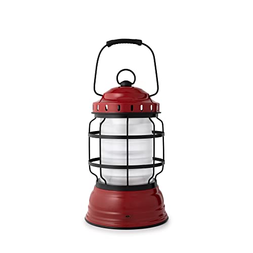 Barebones Bronze Forest Lantern - Vintage, Rechargeable, Adjustable Brightness (Red)