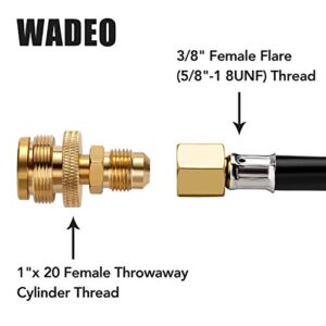 WADEO Bundle - 2 Items-Upgraded Propane Tank Gauge Level Indicator, LP Tank Gauge for 5-40 lb Propane Tank - 12 FT Propane Quick Connect Hose for RV to Gas Grill