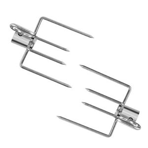 skyflame universal 304 stainless steel rotisserie meat forks - fits 1/2-inch and 3/8-inch hexagon & 3/8-inch and 5/16-inch square & 1/2-inch round spit rods