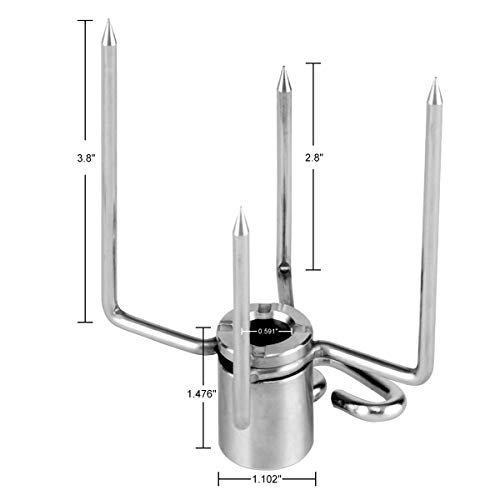 Skyflame Universal 304 Stainless Steel Rotisserie Meat Forks - Fits 1/2-Inch and 3/8-Inch Hexagon & 3/8-Inch and 5/16-Inch Square & 1/2-Inch Round Spit Rods