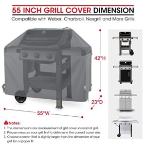 Unicook Grill Cover 55 Inch, Heavy Duty Waterproof BBQ Cover, Fade Resistant BBQ Grill Cover, Compatible with Weber, Char-Broil, Nexgrill and More Grills, Protect Your Grill Like New, Grey