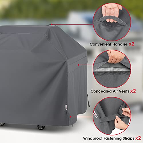 Unicook Grill Cover 55 Inch, Heavy Duty Waterproof BBQ Cover, Fade Resistant BBQ Grill Cover, Compatible with Weber, Char-Broil, Nexgrill and More Grills, Protect Your Grill Like New, Grey