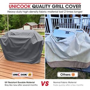 Unicook Grill Cover 55 Inch, Heavy Duty Waterproof BBQ Cover, Fade Resistant BBQ Grill Cover, Compatible with Weber, Char-Broil, Nexgrill and More Grills, Protect Your Grill Like New, Grey