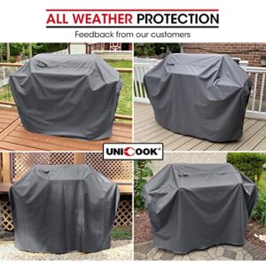 Unicook Grill Cover 55 Inch, Heavy Duty Waterproof BBQ Cover, Fade Resistant BBQ Grill Cover, Compatible with Weber, Char-Broil, Nexgrill and More Grills, Protect Your Grill Like New, Grey