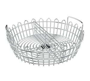 stainless steel charcoal ash basket for xl big green egg kamado grill, charcoal holder with handles, grilling accessory
