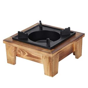 BBQ Alcohol Stove Wooden Shelf, Portable Barbecue Alcohol Oven Stove Furnace Kitchenware Cooking Utensil for Outdoor Picnic