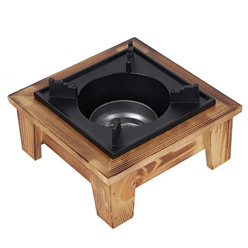 BBQ Alcohol Stove Wooden Shelf, Portable Barbecue Alcohol Oven Stove Furnace Kitchenware Cooking Utensil for Outdoor Picnic