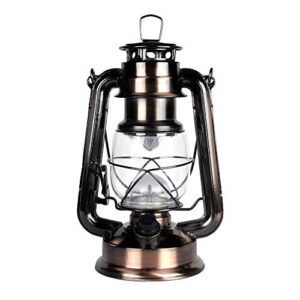 nebo 15 led lantern, 9" battery operated traditional metal lantern design for indoor/outdoor use, copper - new
